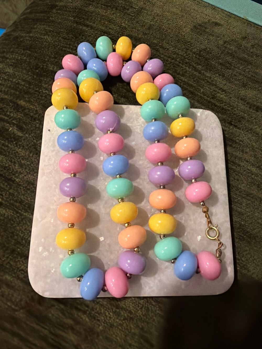 Vintage pastel beaded candy necklace